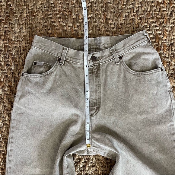 Vintage Lee Baggy Jeans 14P Tan High Rise 80’s 29in Waist Retro Mom Khaki Denim - Picture 7 of 12